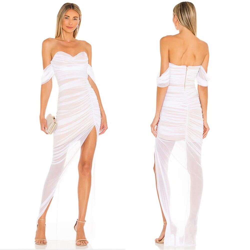 Nookie x Revolve Dita Boned Bodice Mesh Gown Size Small NWT White Nude - Picture 2 of 5